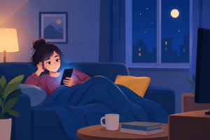 cozy moonlit phone time