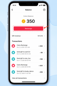 recharge tiktok coins inside the app