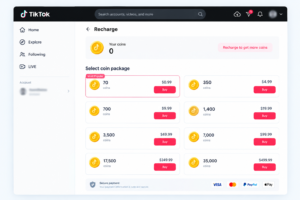 tiktok coin recharge packages